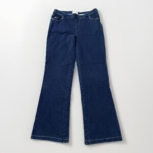 Pajama Jeans Blue Flare Wide Leg Jeans Soft Pull On Style Women’s Size Large‎
